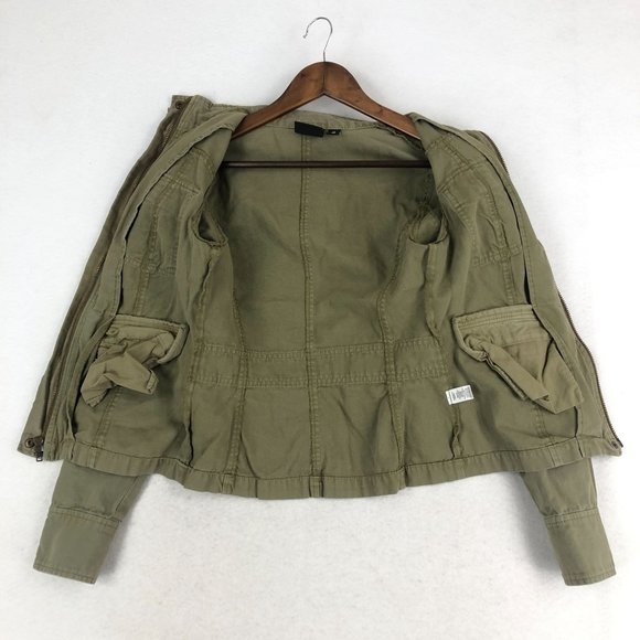 Trouve Women's Size X-Small Green Full Zip Long Sleeve Cotton Utility Jacket - Picture 8 of 13